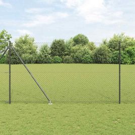 Chain Link Fence with 7 Spike Posts 1.6x10 m Galvanised Steel