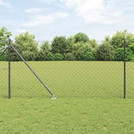 Chain Link Fence with 7 Spike Posts 1.2x10 m Galvanised Steel