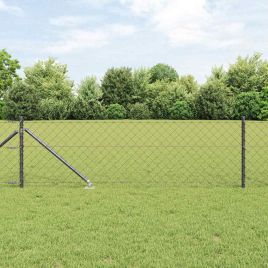 Chain Link Fence with 13 Spike Posts 0.6x25 m Galvanised Steel