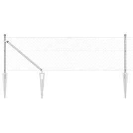 Chain Link Fence with 7 Spike Posts 0.8x10 m Galvanised Steel