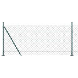 Chain Link Fence with 7 Flanged Posts 0.8x10 m Galvanised Steel