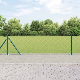 Chain Link Fence with 13 Flanged Posts 0.4x25 m Galvanised Steel