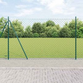 Chain Link Fence with 13 Flanged Posts 1.4x25 m Galvanised Steel