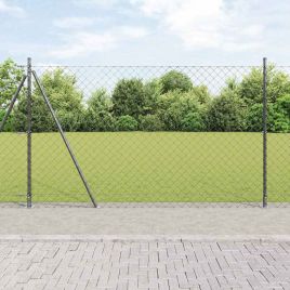 Chain Link Fence with 7 Flanged Posts 1.4x10 m Galvanised Steel