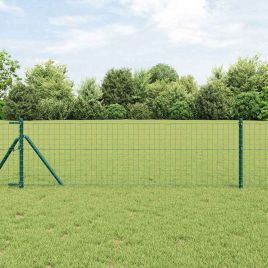 Euro Fence with 7 Posts 0.6x10 m Galvanised Steel Green