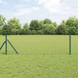 Euro Fence with 7 Posts 0.6x10 m Galvanised Steel Green