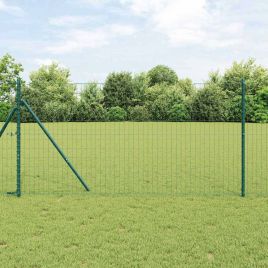 Euro Fence with 13 Posts 1x25 m Galvanised Steel Green