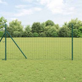 Euro Fence with 13 Posts 1x25 m Galvanised Steel Green