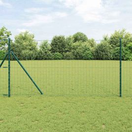 Euro Fence with 13 Posts 1.2x25 m Galvanised Steel Green