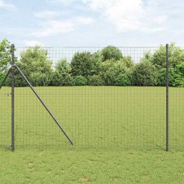 Euro Fence with 7 Posts 1.5x10 m Galvanised Steel Grey