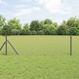 Euro Fence with 7 Posts 0.6x10 m Galvanised Steel Grey