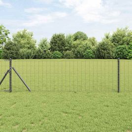 Euro Fence with 13 Posts 0.4x25 m Galvanised Steel Grey