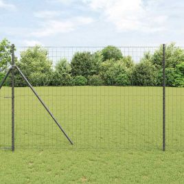 Euro Fence with 7 Posts 1.6x10 m Galvanised Steel Grey