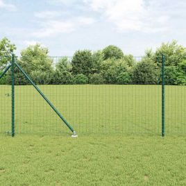 Euro Fence with 7 Spike Posts 1x10 m Galvanised Steel Green