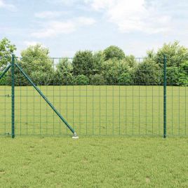 Euro Fence with 7 Spike Posts 1.4x10 m Galvanized Steel Green