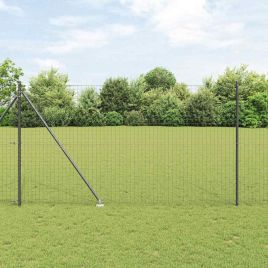 Euro Fence with 7 Spike Posts 1.5x10 m Galvanised Steel Grey
