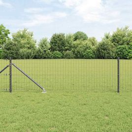 Euro Fence with 7 Spike Posts 0.8x10 m Galvanised Steel Grey