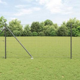 Euro Fence with 7 Spike Posts 1.2x10 m Galvanised Steel Grey