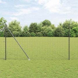 Euro Fence with 7 Spike Posts 1.5x10 m Galvanised Steel Grey
