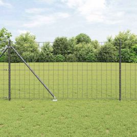 Euro Fence with 7 Spike Posts 1x10 m Galvanised Steel Grey
