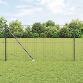Euro Fence with 7 Spike Posts 1x10 m Galvanised Steel Grey