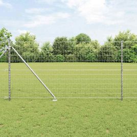 Euro Fence with 13 Spike Posts 1x25 m Galvanised Steel