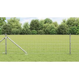 Euro Fence with 13 Spike Posts 0.8x25 m Galvanised Steel