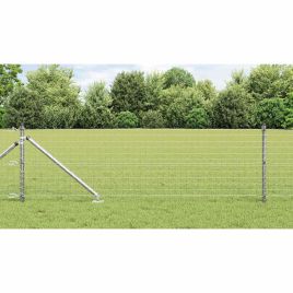 Euro Fence with 13 Spike Posts 0.4x50 m Galvanised Steel