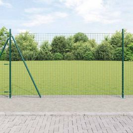 Euro Fence with 7 Flanged Posts 1.4x10 m Galvanised Steel