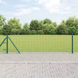Euro Fence with 7 Flanged Posts 0.6x10 m Galvanised Steel