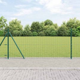 Euro Fence with 13 Flanged Posts 1x25 m Galvanised Steel