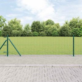 Euro Fence with 13 Flanged Posts 0.4x50 m Galvanised Steel