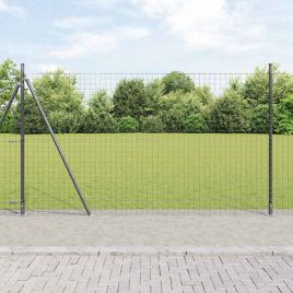 Euro Fence with 7 Flanged Posts 1.6x10 m Galvanised Steel