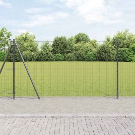 Euro Fence with 7 Flanged Posts 1.2x10 m Galvanised Steel