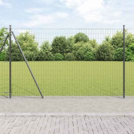 Euro Fence with 7 Flanged Posts 1.4x10 m Galvanised Steel