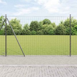 Euro Fence with 7 Flanged Posts 1.4x10 m Galvanised Steel
