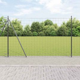 Euro Fence with 7 Flanged Posts 1.4x10 m Galvanised Steel