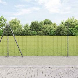 Euro Fence with 13 Flanged Posts 1.2x25 m Galvanised Steel