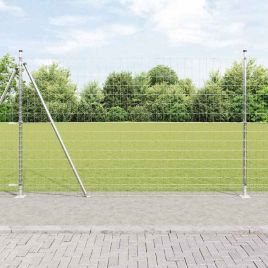 Euro Fence with 7 Flanged Posts 1.5x10 m Galvanised Steel