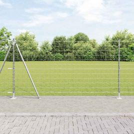 Euro Fence with 7 Flanged Posts 1.2x10 m Galvanised Steel