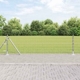 Euro Fence with 13 Flanged Posts 0.4x50 m Galvanised Steel