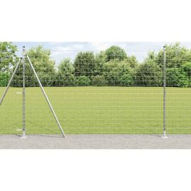 Euro Fence with 7 Flanged Posts 1.5x10 m Galvanised Steel
