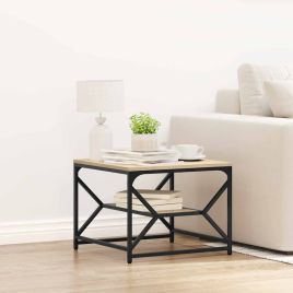 Coffee Table with Shelf in Sonoma Oak - 51x50x40 cm - Made from Engineered Wood
