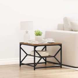 Coffee Table with Shelf - Rustic Wood Look, 51x50x40 cm, Made of Engineered Wood
