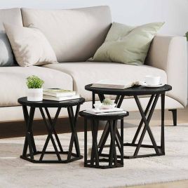 Nesting Side Tables 3 pcs Black Oak Engineered Wood