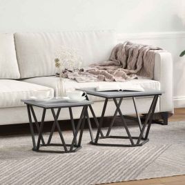 2 Piece Side Table Set Grey Sonoma Engineered Wood