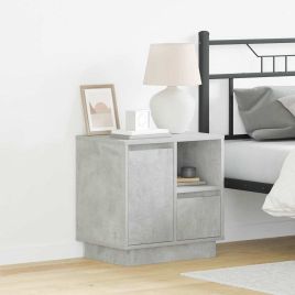 Bedside Cabinet with LED Concrete Grey 50x34.5x50 cm
