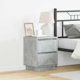 Bedside Cabinet with LED Lights Concrete Grey 39x34.5x50 cm