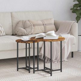 Side Table Set of 2 - Smoked Oak & Metal