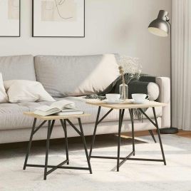 Side Table 2 pcs Sonoma Oak Engineered Wood and Metal